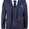 Mens 3 Piece Pinstripe Navy-Blue Suit