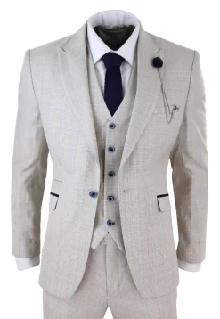 Mens Cream 3 Piece Wedding Suit – Cavani Caridi