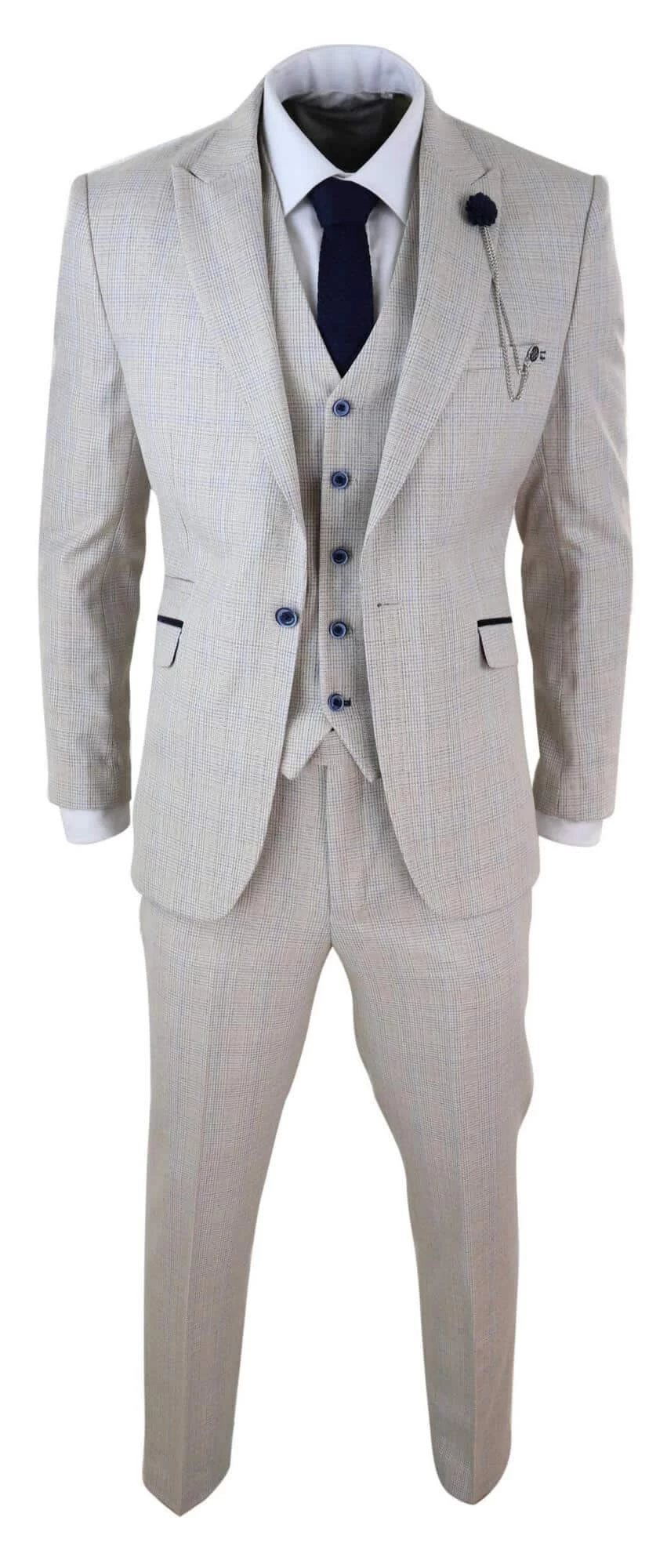Mens Cream 3 Piece Wedding Suit – Cavani Caridi - Image 6