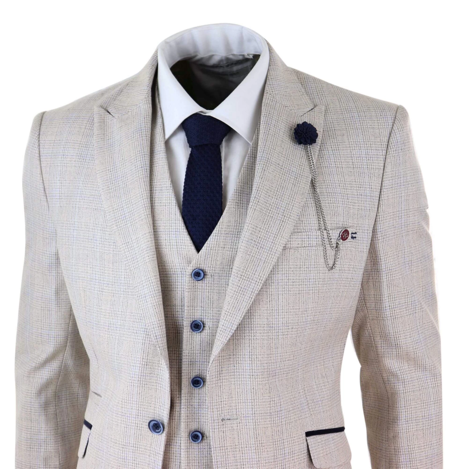 Mens Cream 3 Piece Wedding Suit – Cavani Caridi - Image 3