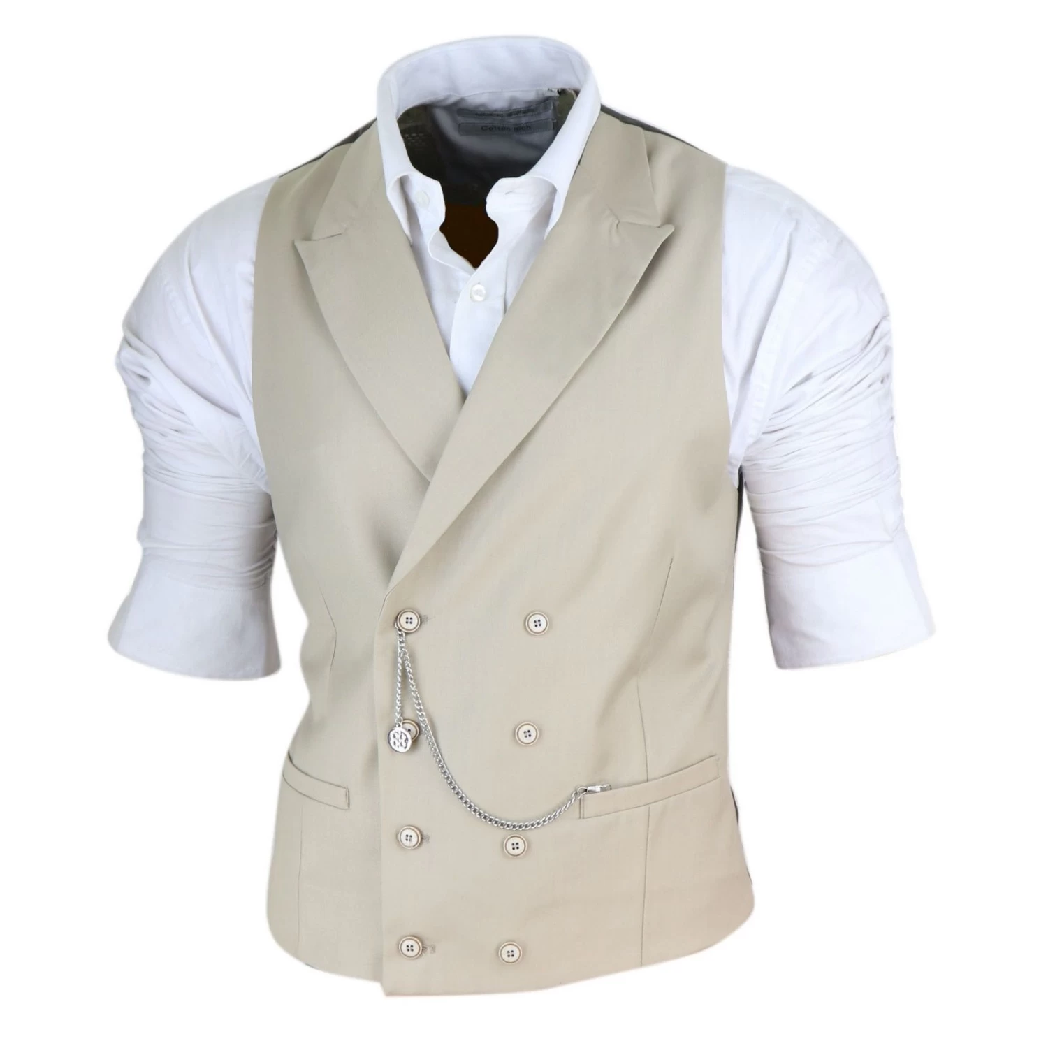 Mens Double Breasted Waistcoat With Chain β Cavani Lennox - Image 3
