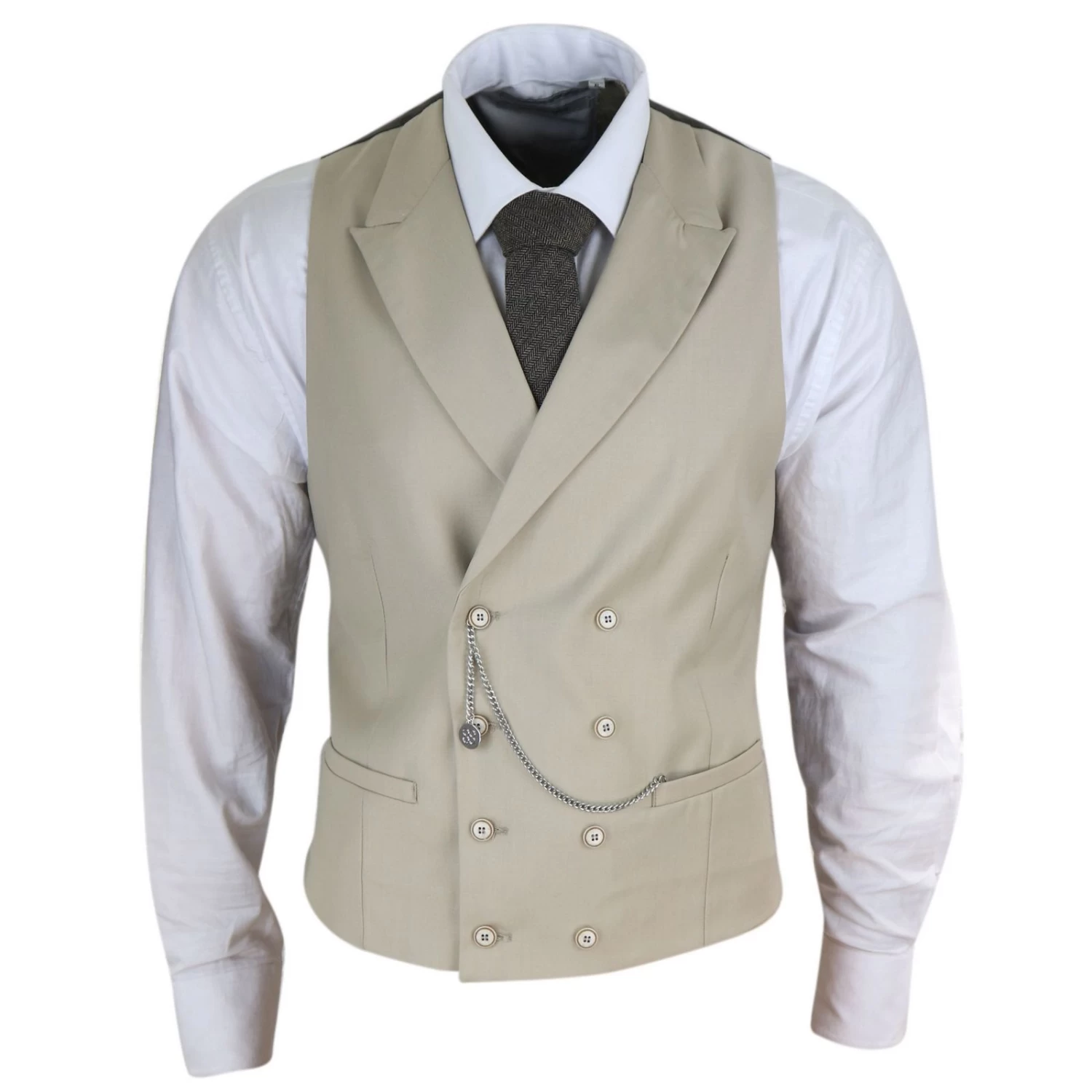 Mens Double Breasted Waistcoat With Chain β Cavani Lennox