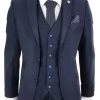 Mens Navy-Blue Peaky Blinders Wool Suit