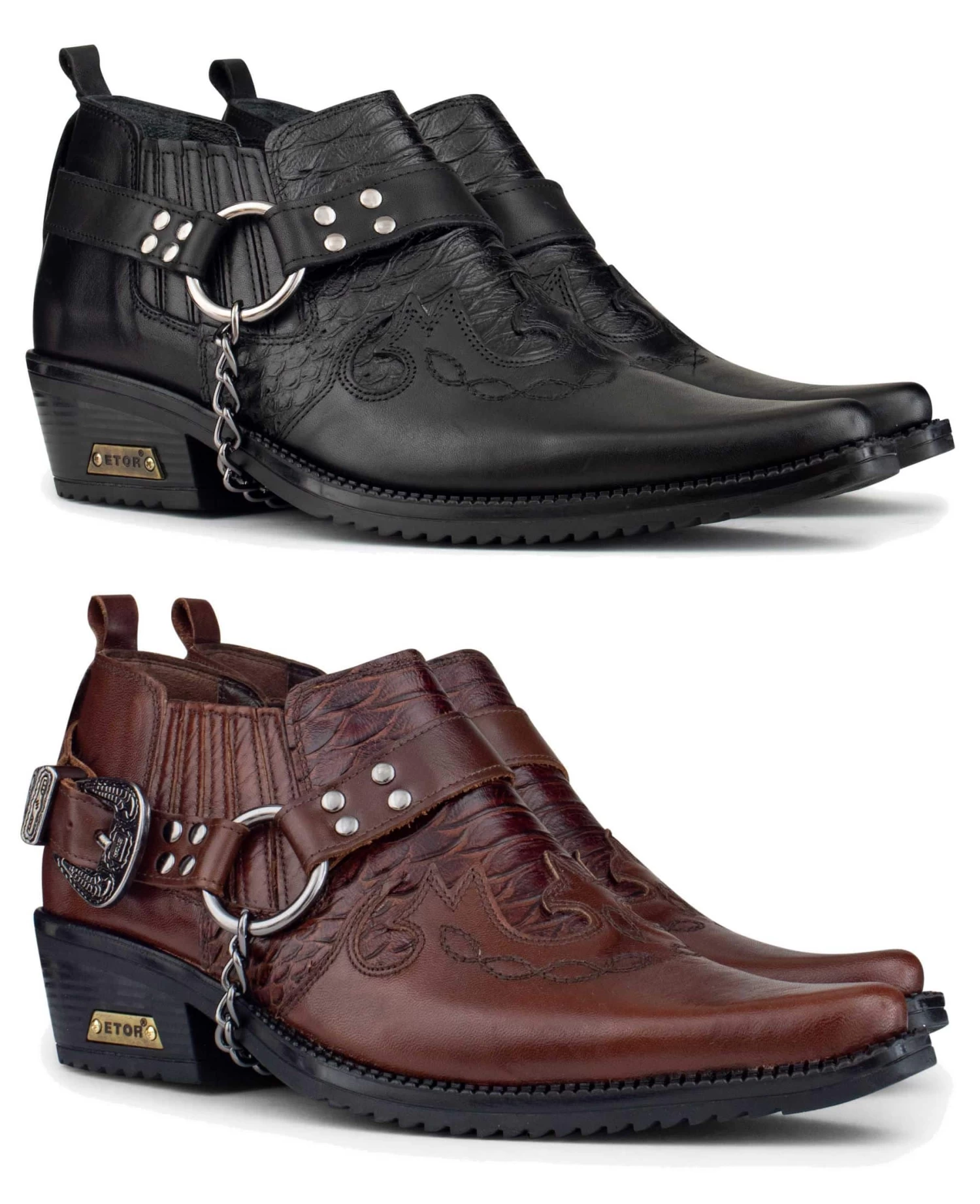 Mens Real Leather Riding Shoes With Chain