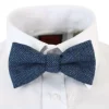 Mens Tweed Herringbone Textured Marc Darcy Bow Ties Vintage Retro Deon Blue