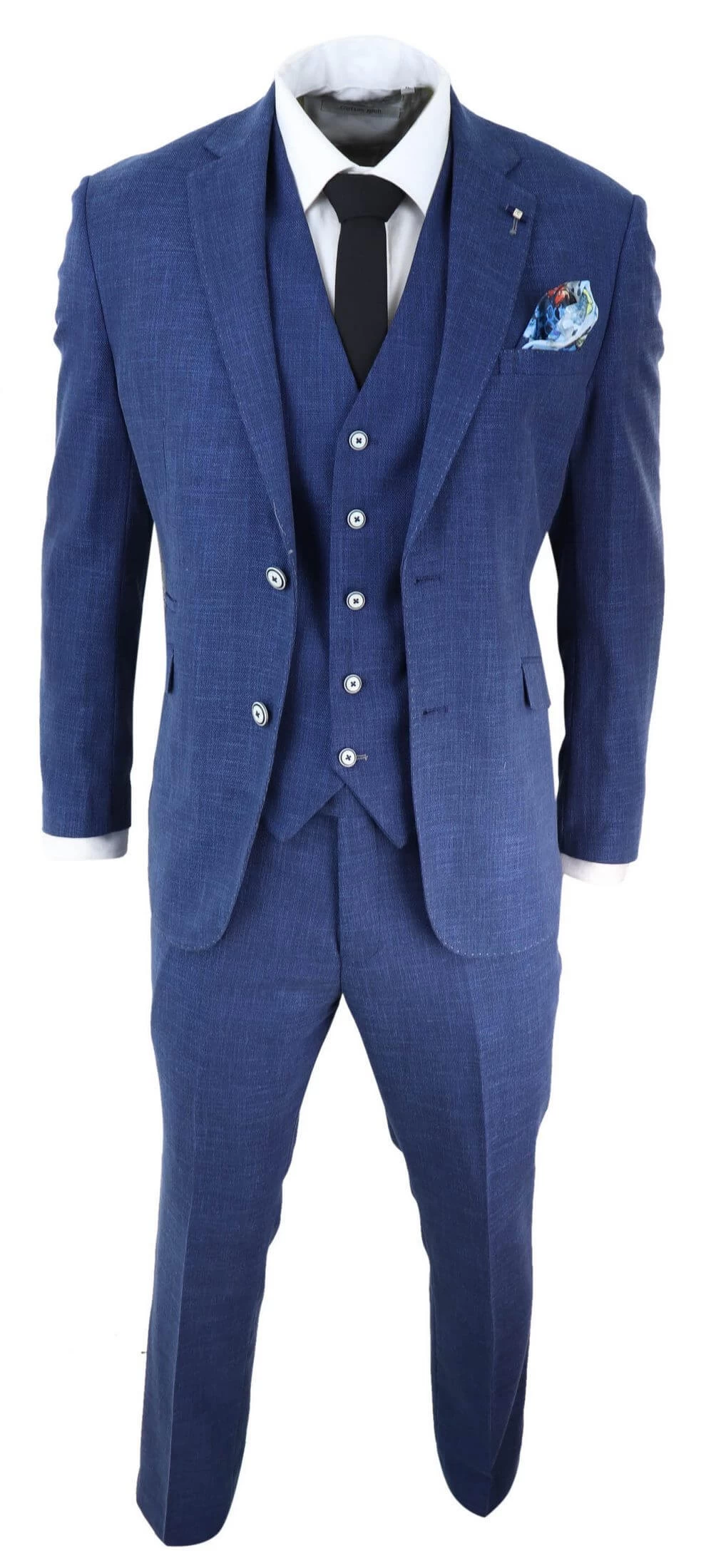 Mens Blue Summer Linen Suit - Image 4