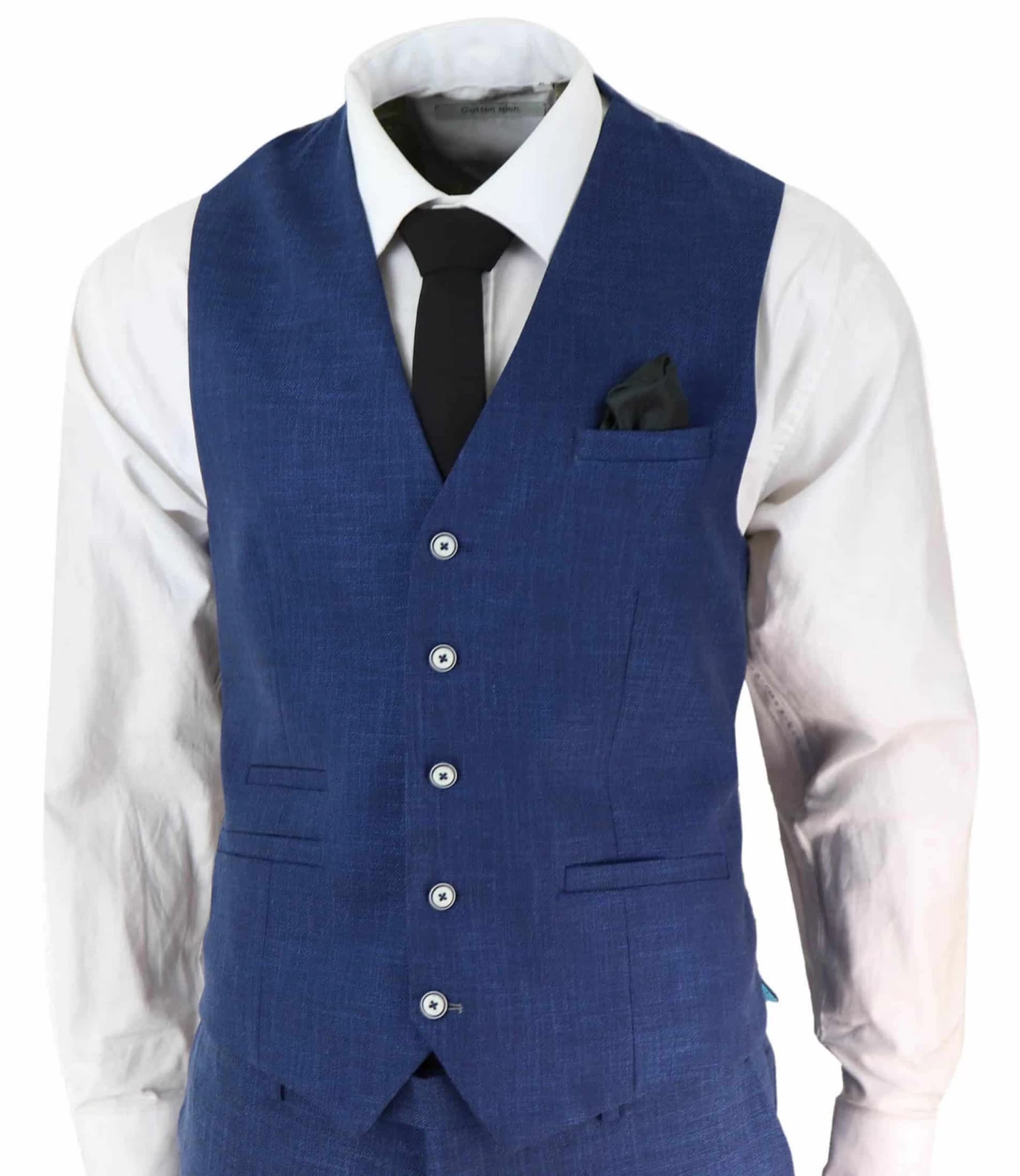 Mens Blue Summer Linen Suit - Image 2