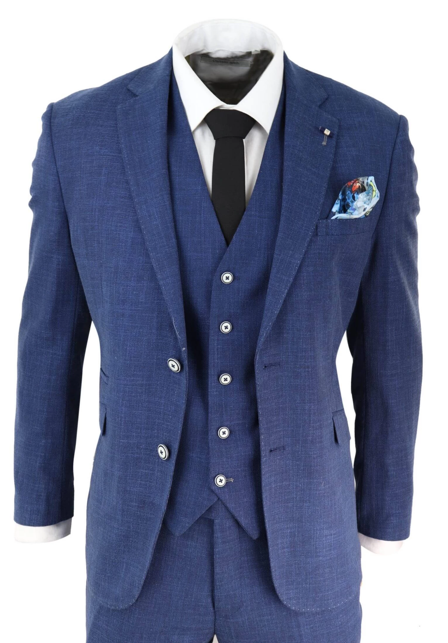Mens Blue Summer Linen Suit