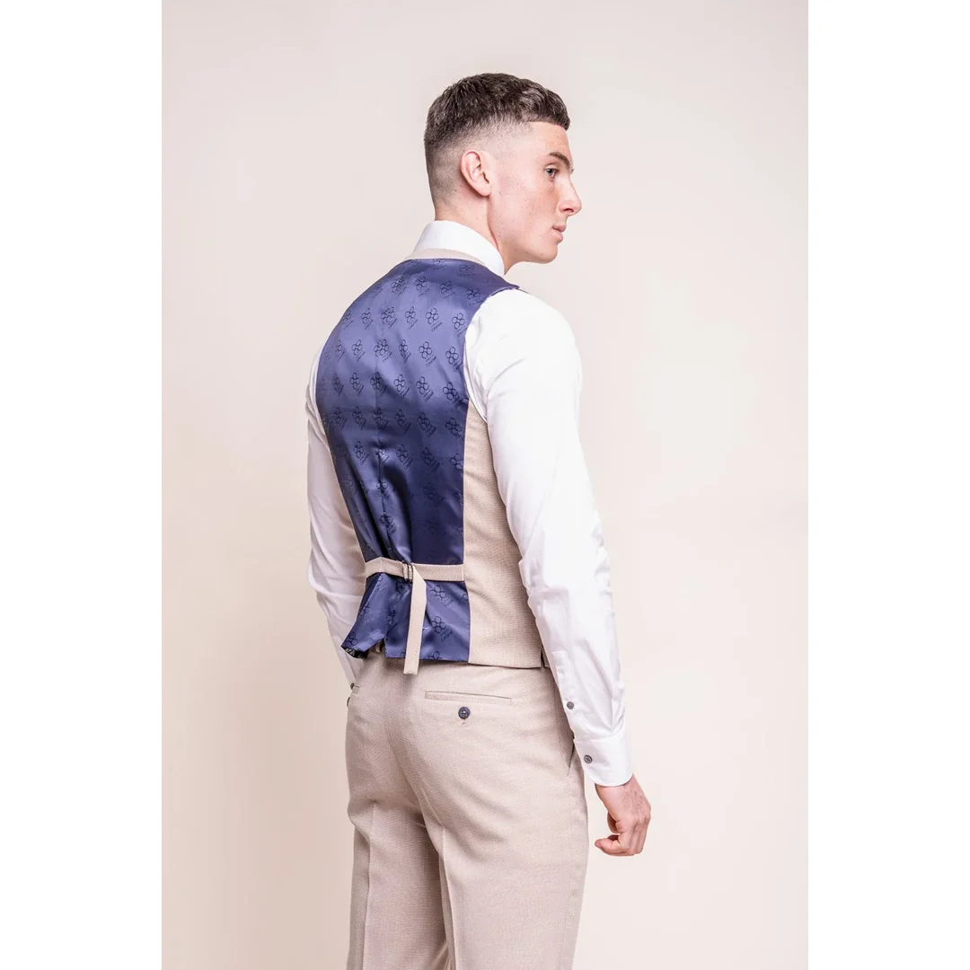 Miami – Men’s Beige Wedding Waistcoat - Image 3