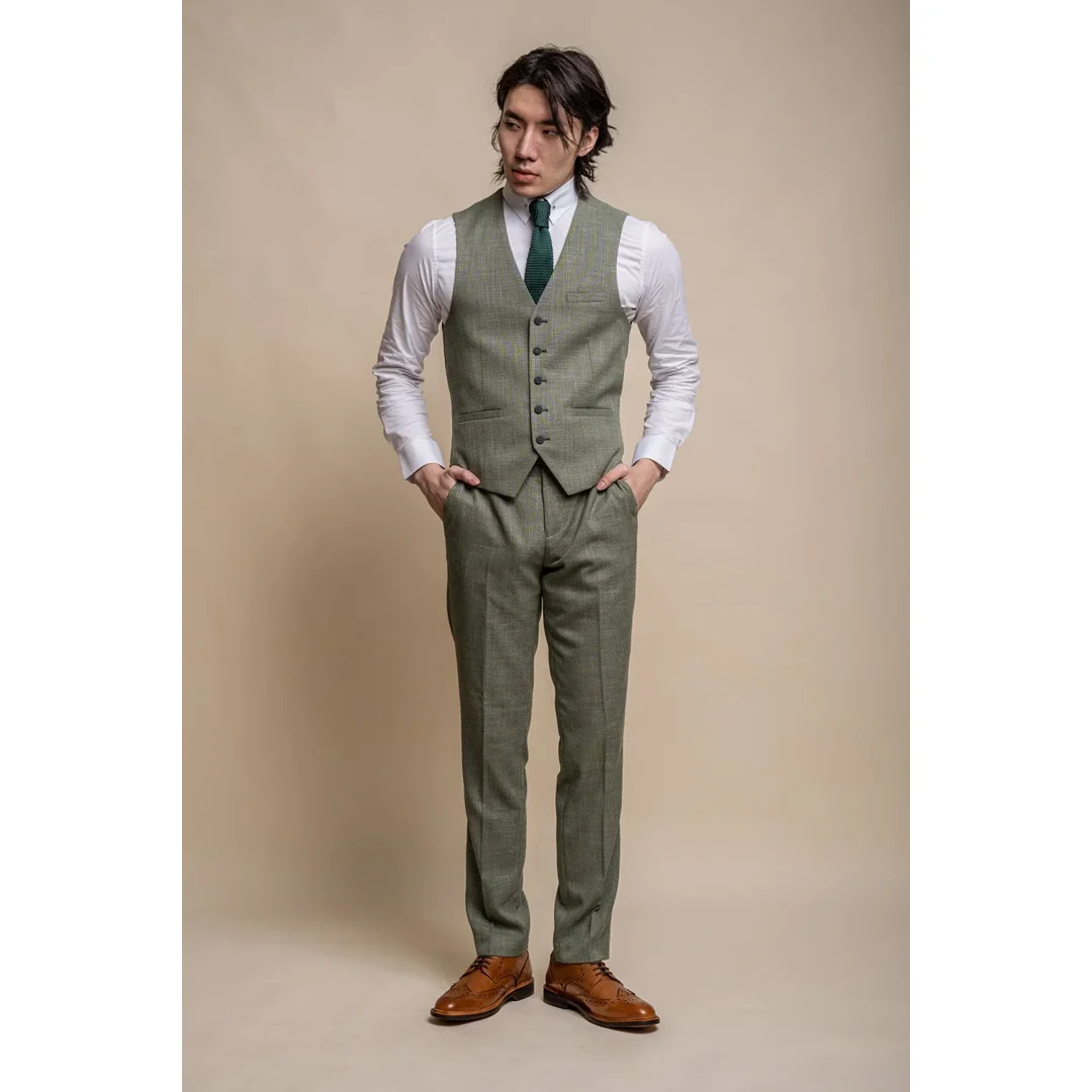 Miami – Men’s Sage Green Summer Waistcoat - Image 2