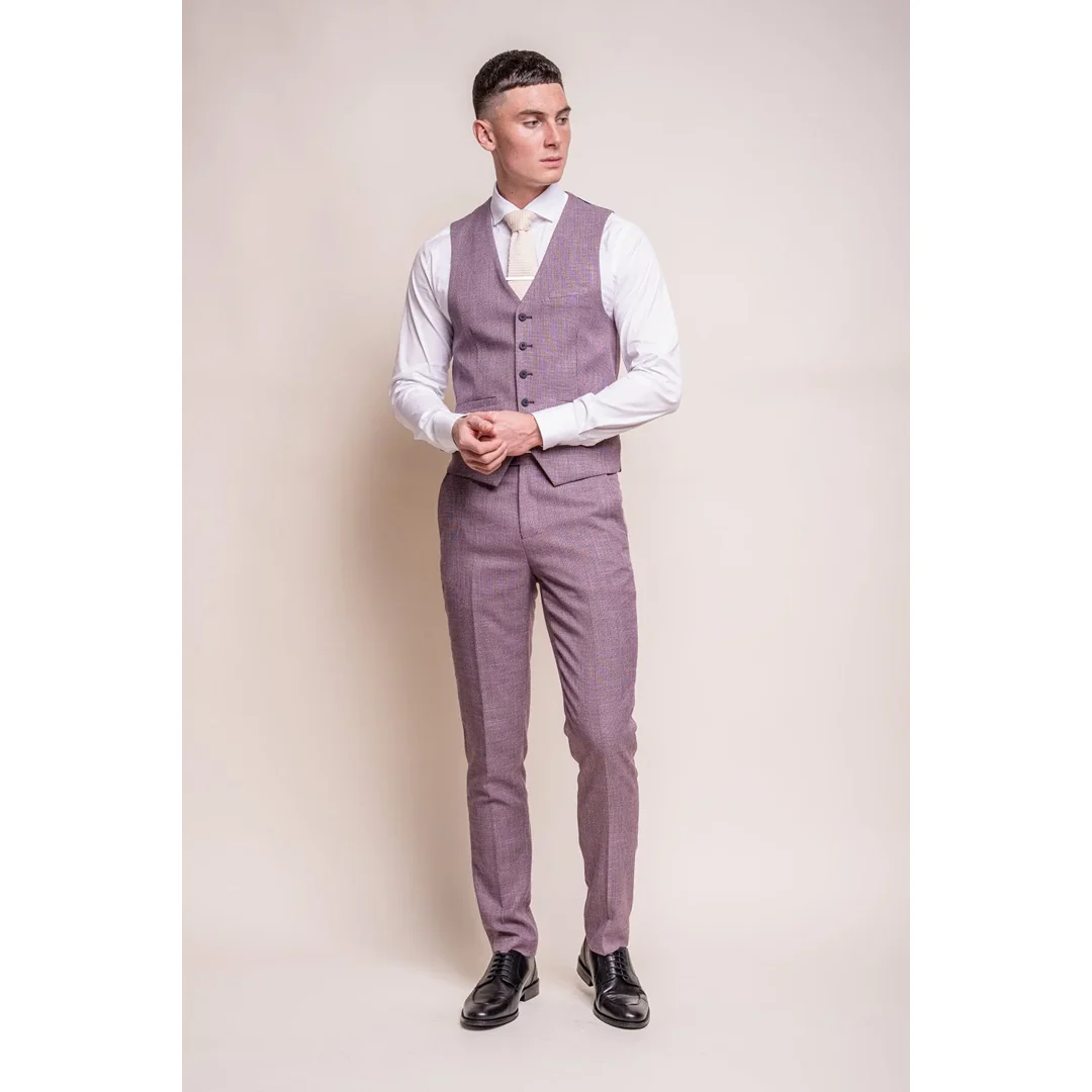 Miami – Men’s Pink Slim Fit Summer Waistcoat - Image 2