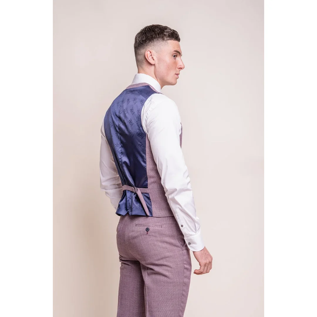 Miami – Men’s Pink Slim Fit Summer Waistcoat - Image 4