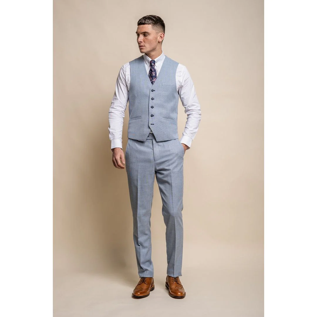 Miami – Men’s Summer Light Blue Waistcoat - Image 2