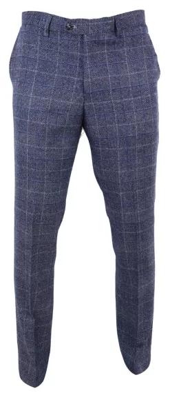 Mens Blue Check Vintage Trousers – Cavani Miles