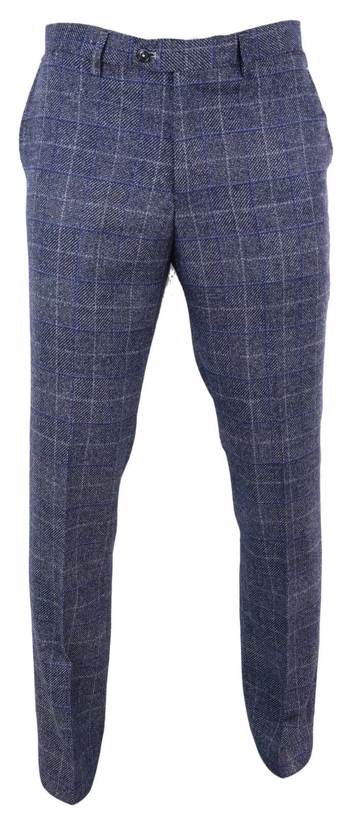 Mens Blue Check Vintage Trousers β Cavani Miles