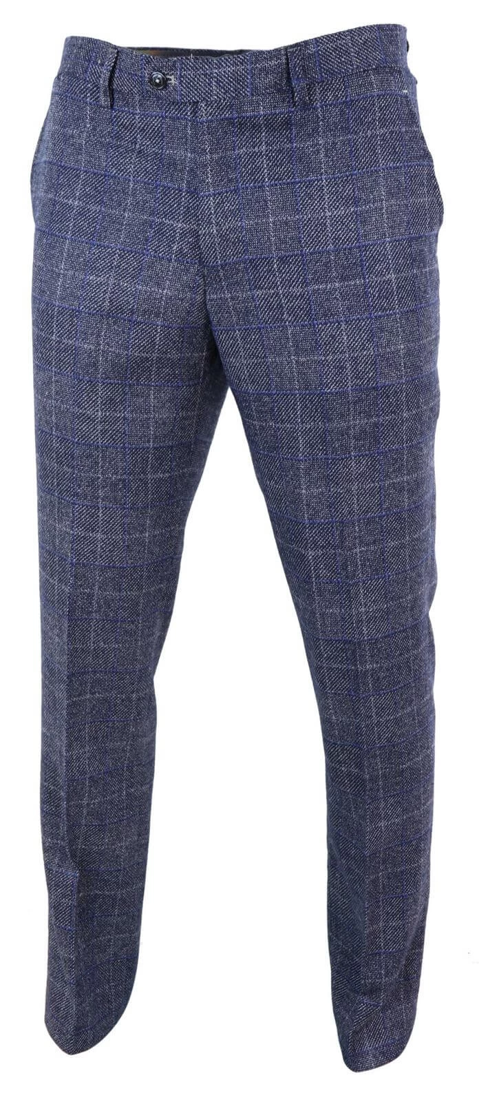 Mens Blue Check Vintage Trousers β Cavani Miles - Image 3
