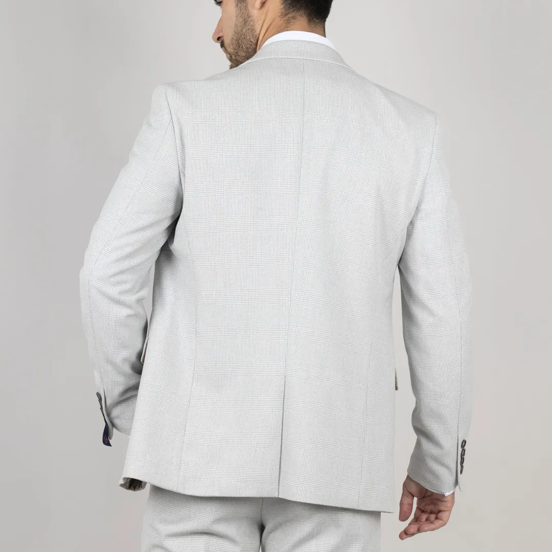 Miller – Men’s Grey Checked Plaid Tailored Fit Blazer - Image 4