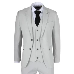 Miller β Menβs Grey Checked Plaid Tailored Fit 3 Piece Suit