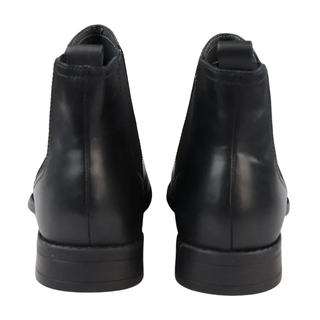 Mens Black Slip On Chelsea Boots Real Leather Smart Casual - Image 5
