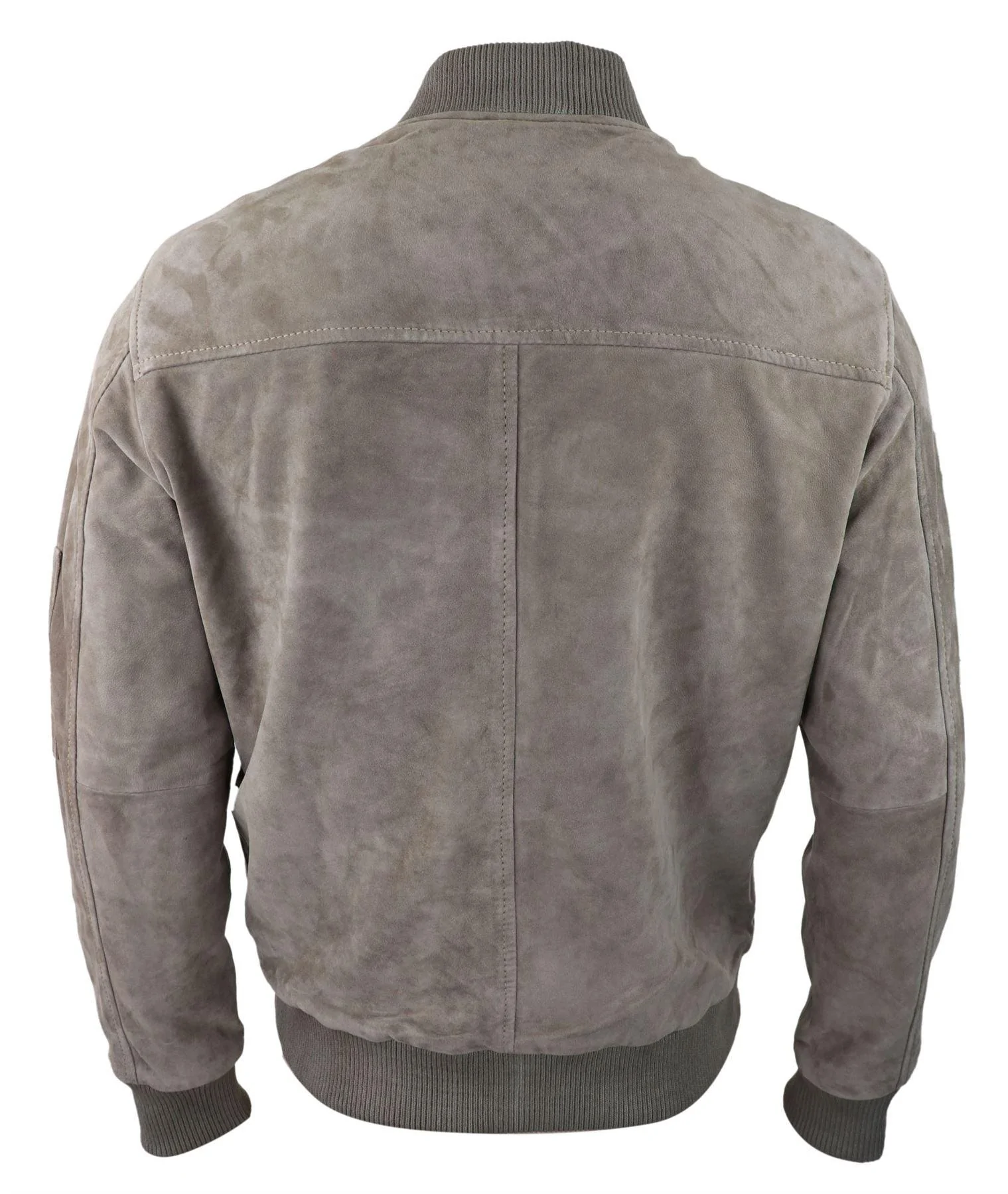 Mens Genuine Suede Bomber Jacket Leather Casual Varsity VIntage Smart Casual Beige - Image 4