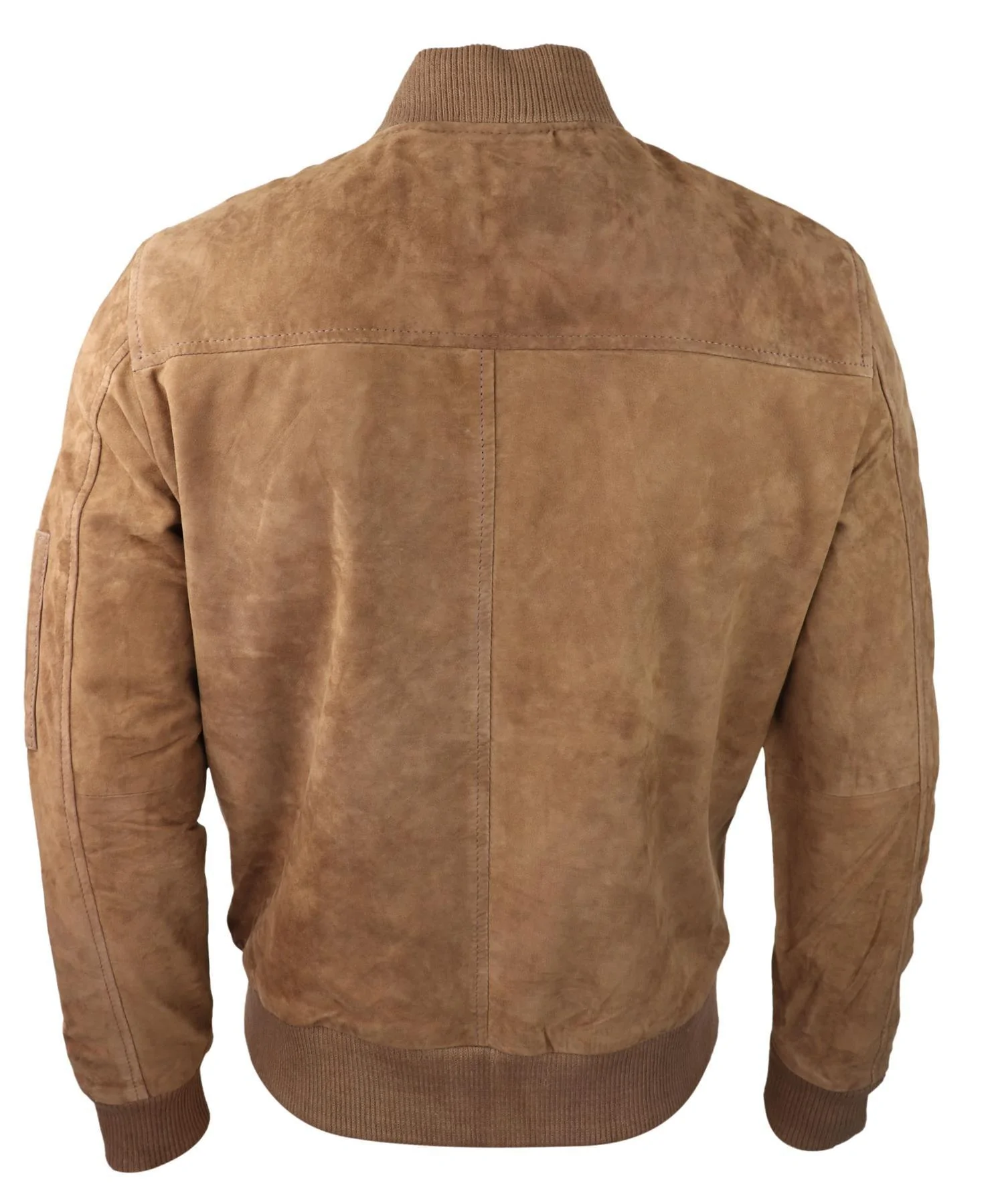 Mens Genuine Suede Bomber Jacket Leather Casual Varsity VIntage Smart Casual Brown - Image 2