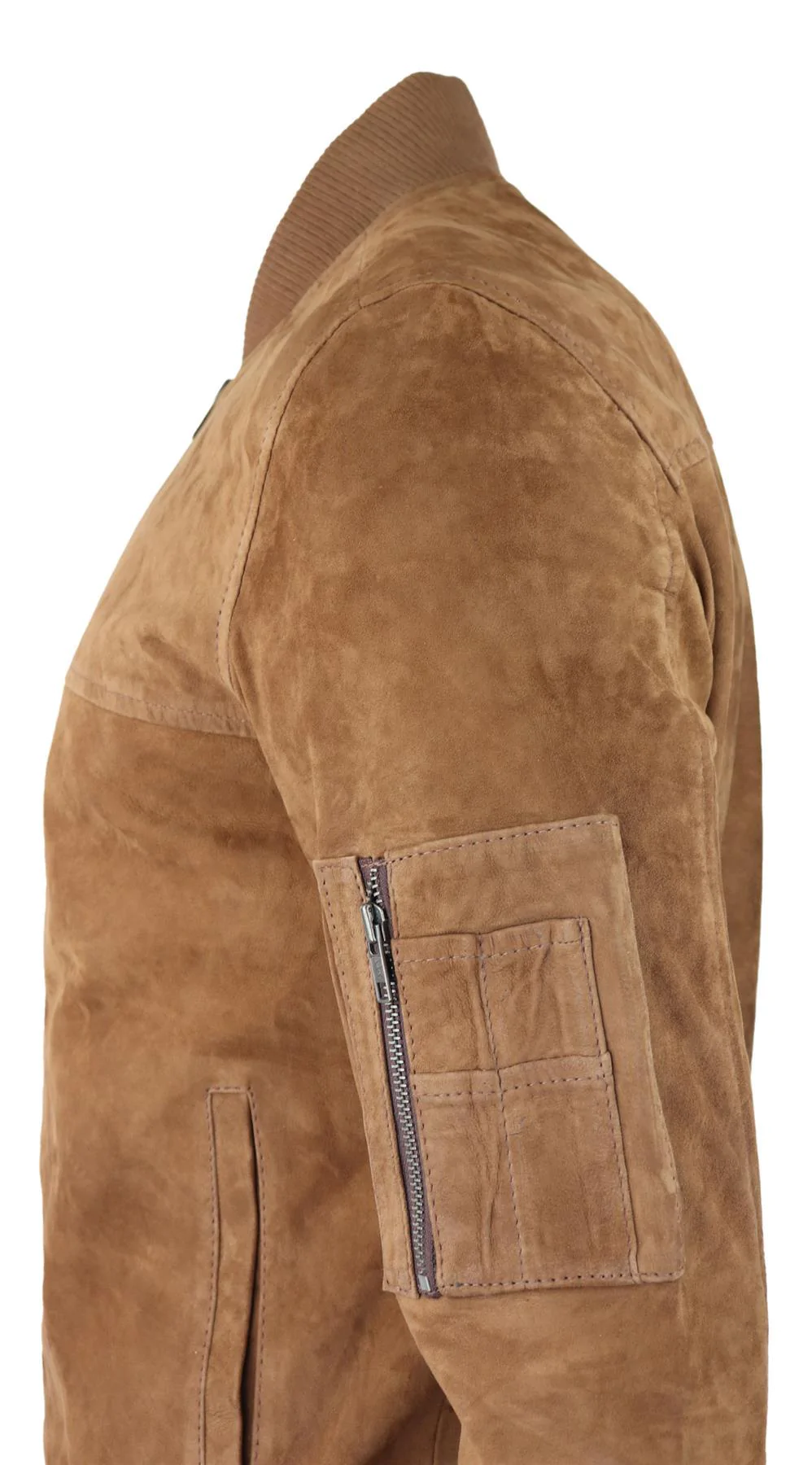 Mens Genuine Suede Bomber Jacket Leather Casual Varsity VIntage Smart Casual Brown - Image 5
