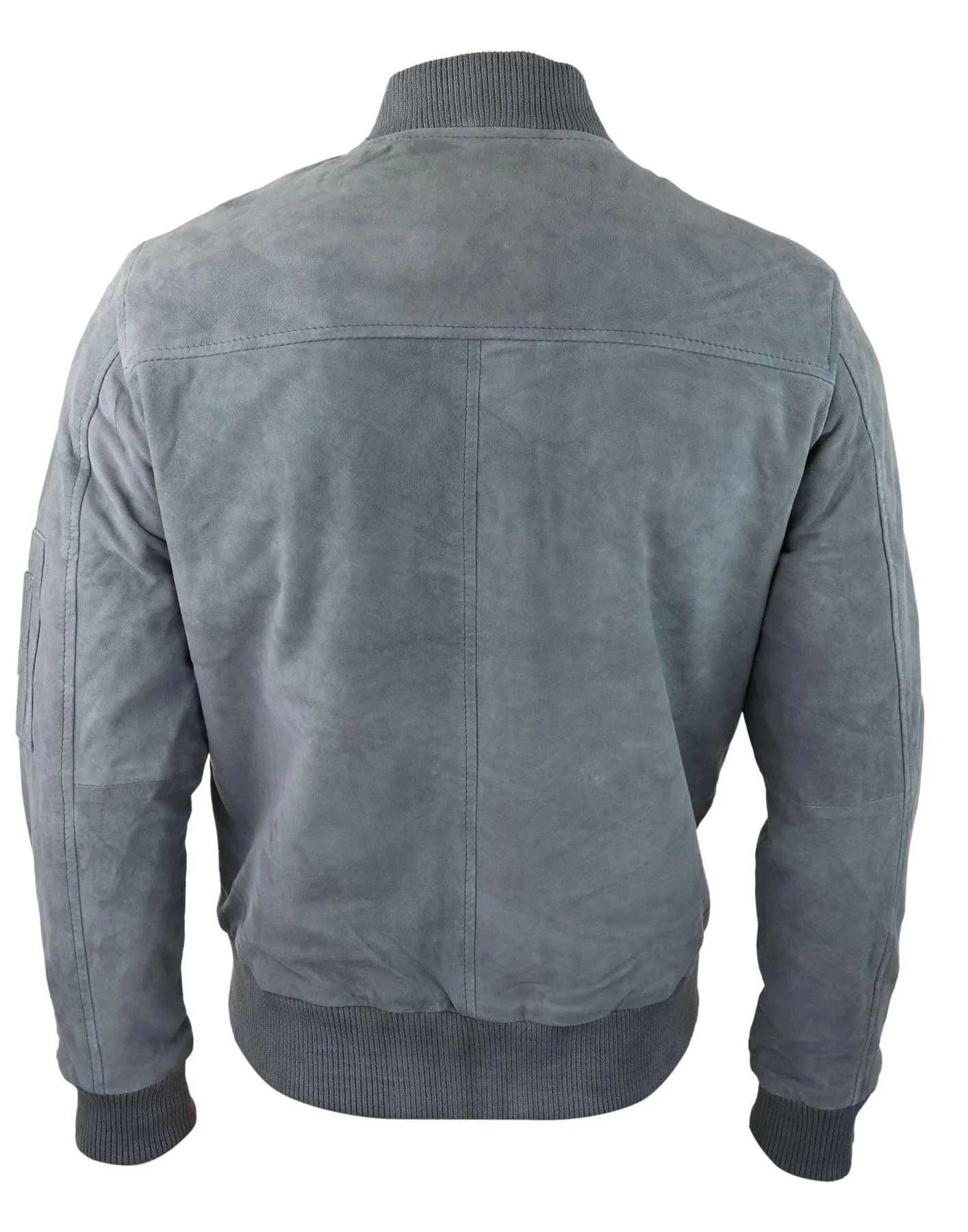 Mens Genuine Suede Bomber Jacket Leather Casual Varsity VIntage Smart Casual Grey - Image 6