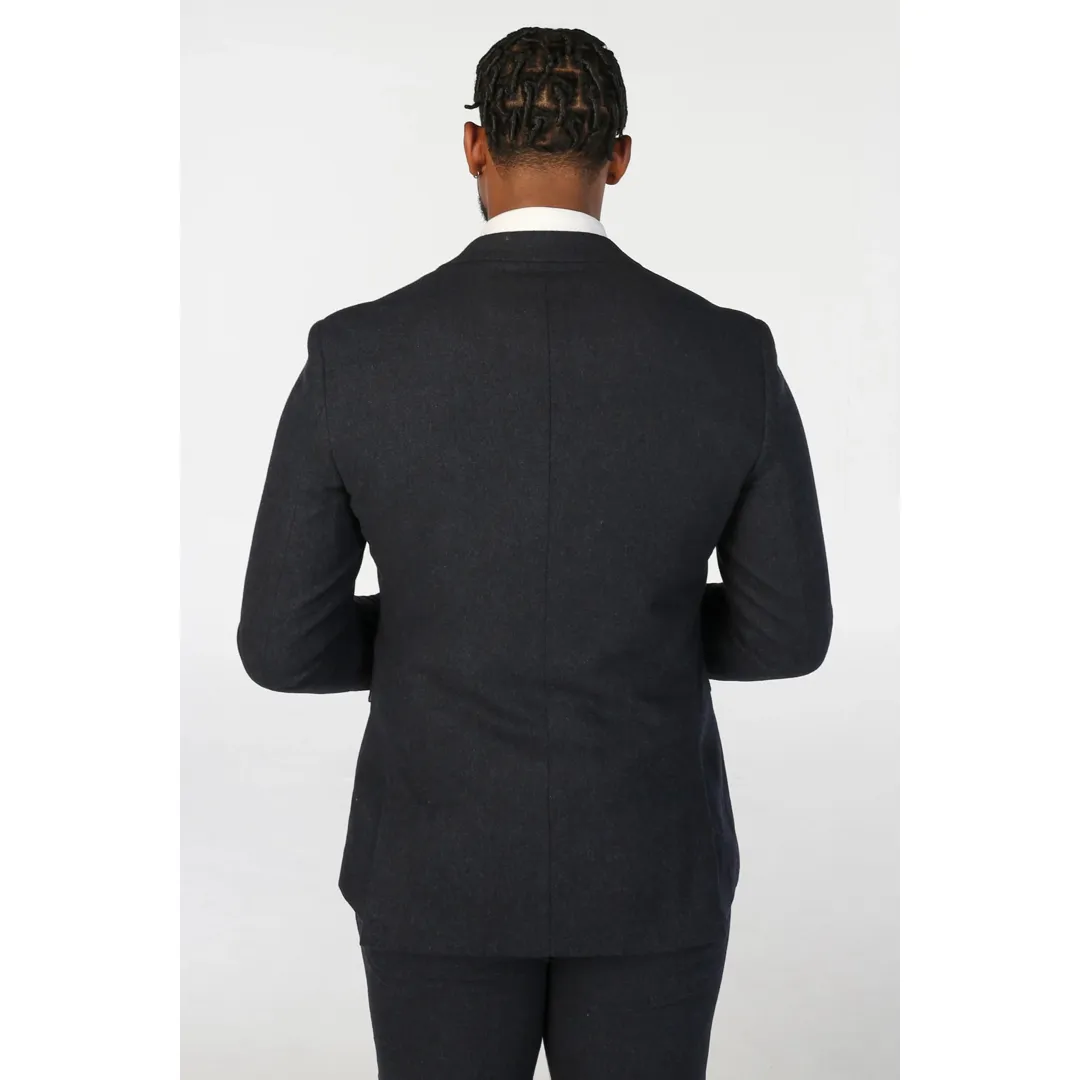 Oscar – Men’s Navy Blue Wool Blend Tweed Blazer - Image 4