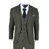 Oscar – Men’s 3 Piece Olive Green Wool Blend Tweed Suit