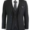 Paul Andrew Parker – Mens 3 Piece Black Tailored Fit Complete Suit Classic Door Man Mourning Funeral