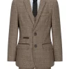 Boys 3 Piece Brown Suit Tweed Check Vintage Retro Tailored Fit 1920s