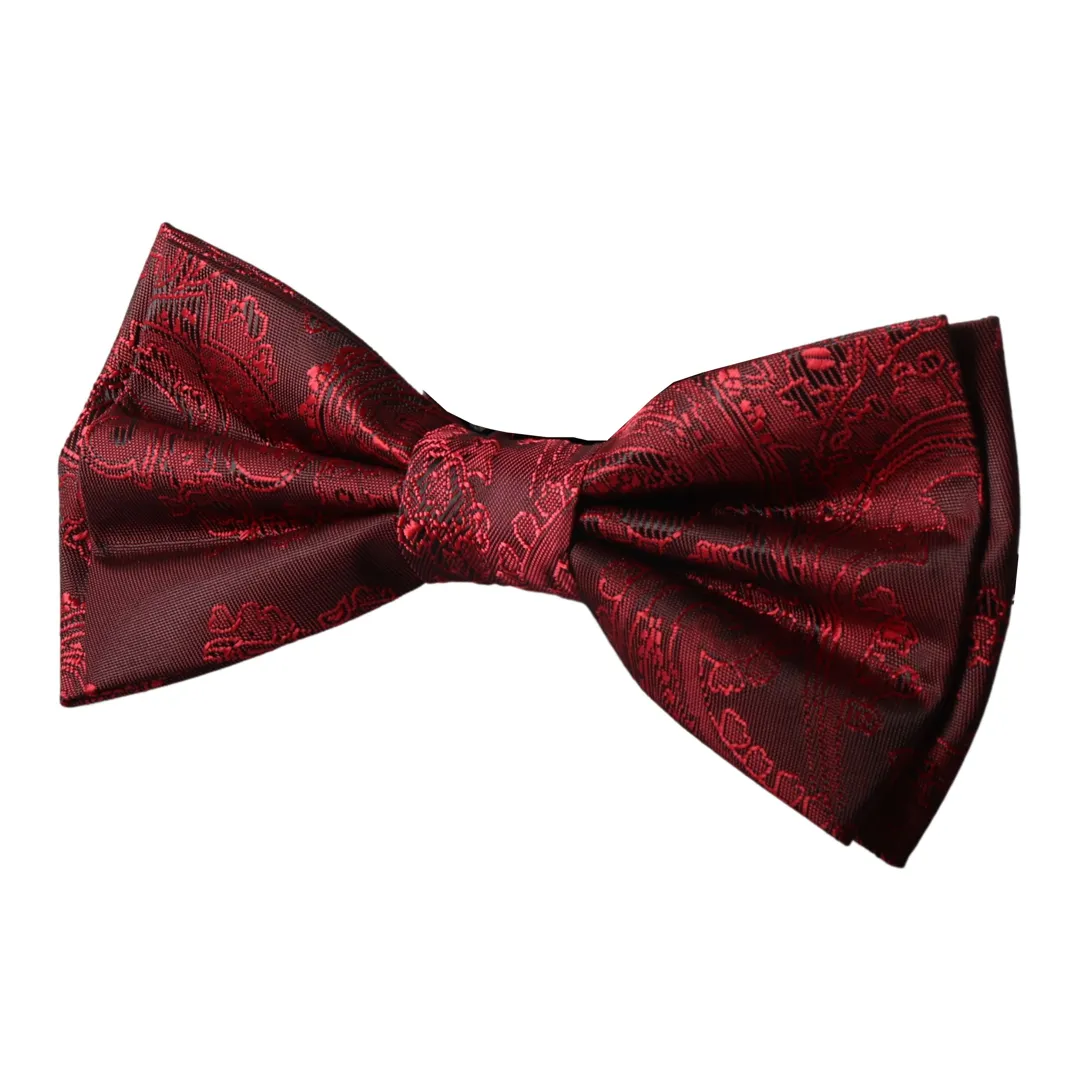 Men’s Wine Bow Tie Pocket Square Cuff Links Gift Set - Image 3