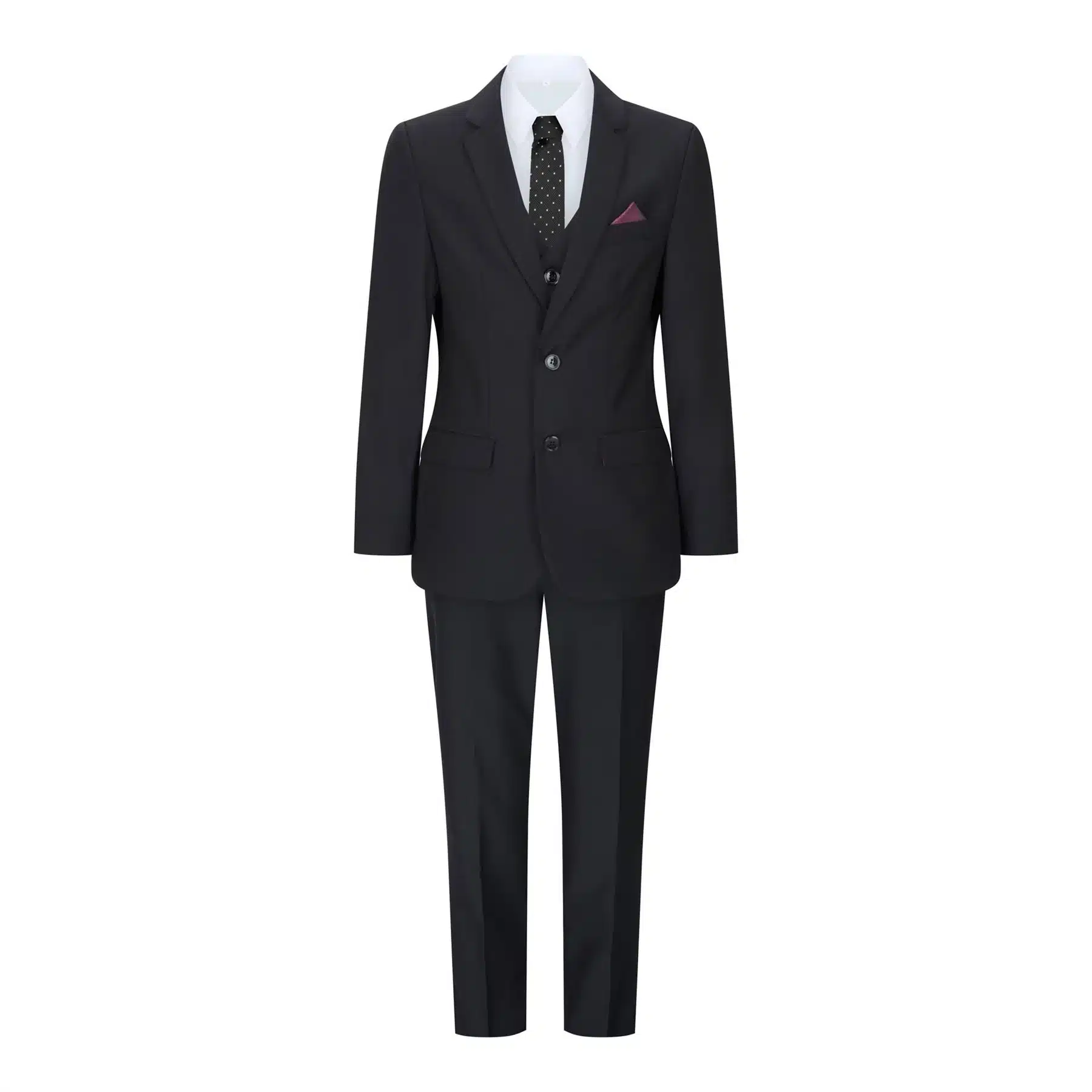 Boys 3 Piece Black Tailored Fit Complete Suit Classic Wedding Mourning Funeral - Image 2