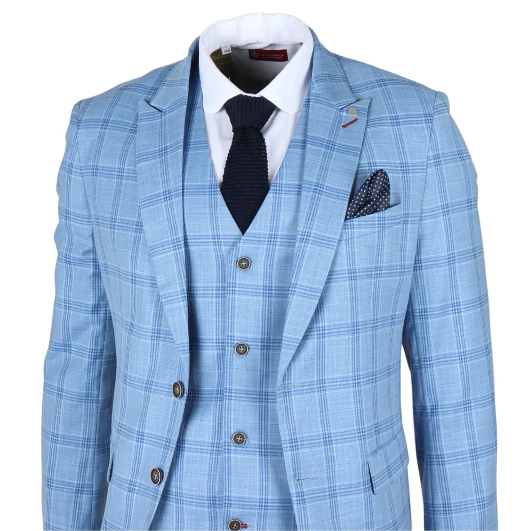 Plowman – Men’s Light Blue Checked Blazer
