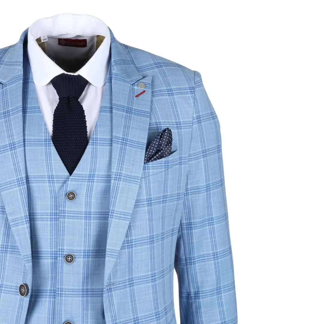 Plowman – Men’s Light Blue Checked Blazer - Image 2
