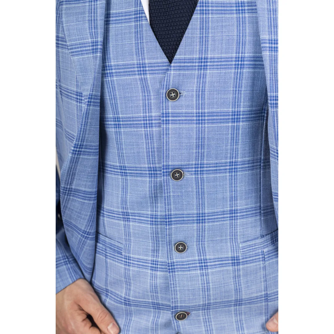 Plowman – Men’s Light Blue Checked Blazer - Image 3