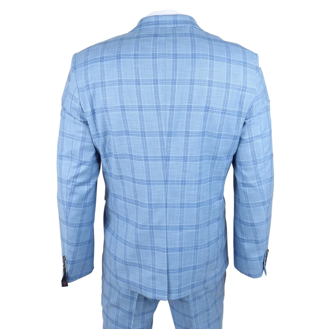 Plowman – Men’s Light Blue Checked Blazer - Image 4