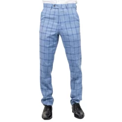 Plowman – Men’s Light Blue Checked Trousers