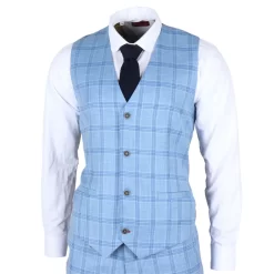 Plowman – Men’s Light Blue Checked Waistcoat