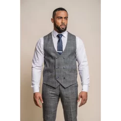 Power – Men’s Grey Check Slim Fit Waistcoat