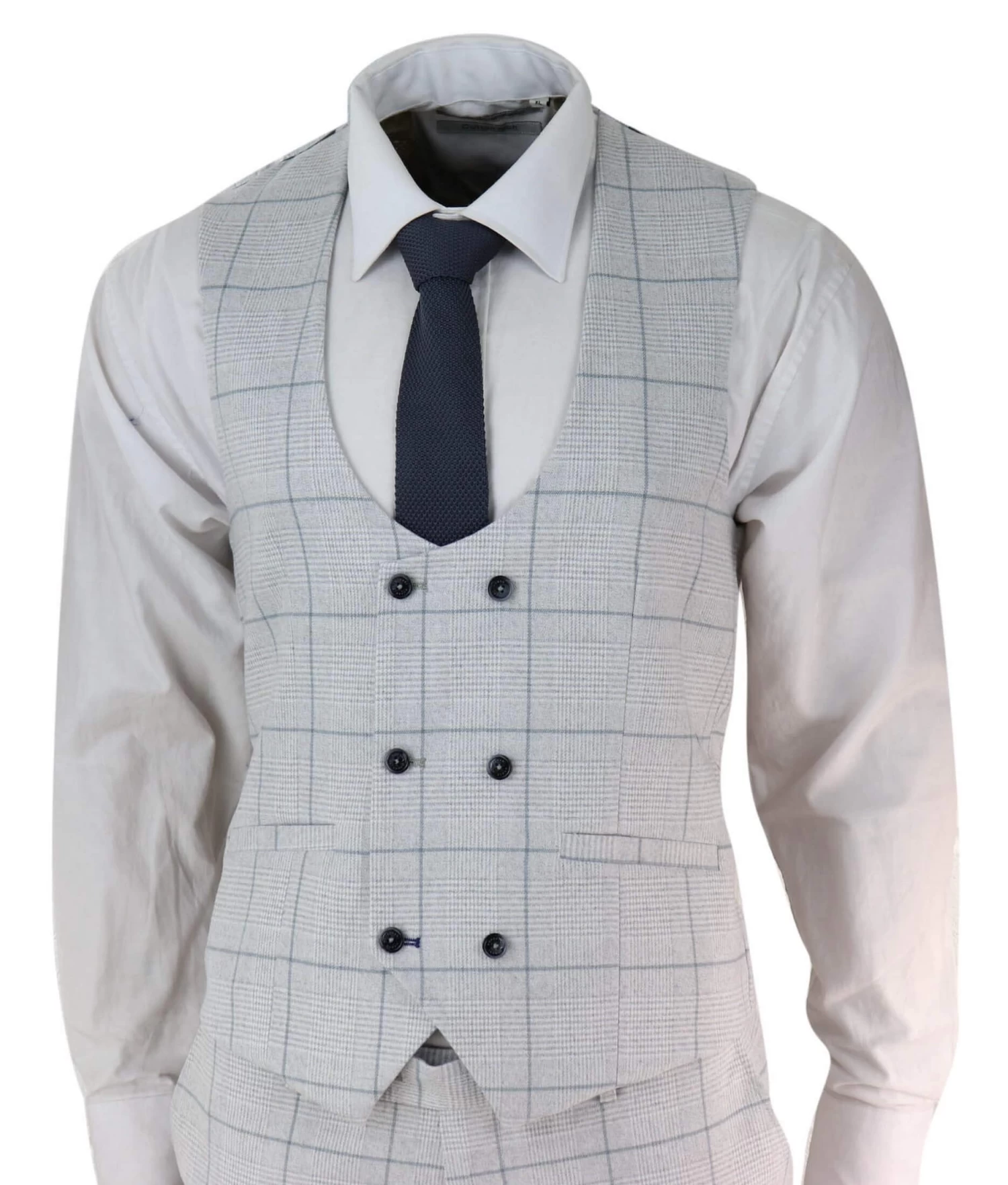 Light Grey Check 3 Piece Suit - Image 2