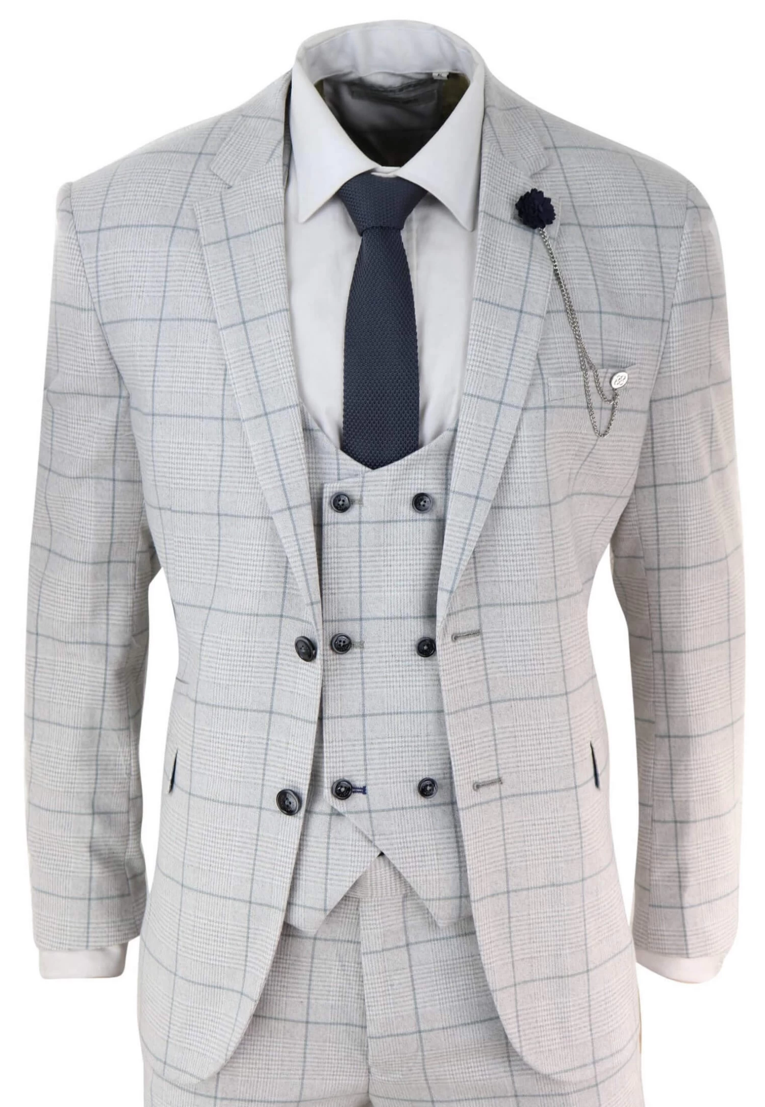 Light Grey Check 3 Piece Suit