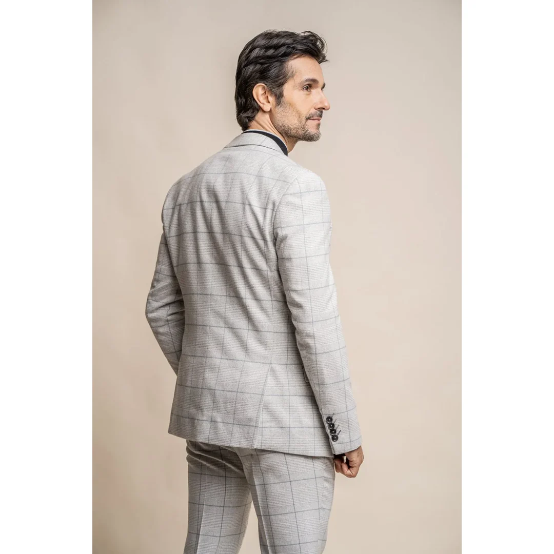 Radika – Men’s Light Grey Check Blazer - Image 3