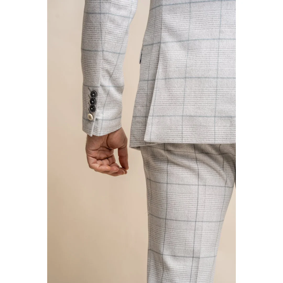 Radika – Men’s Light Grey Check Blazer - Image 4