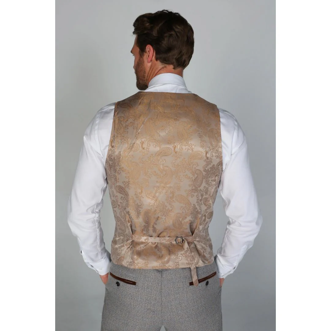 Ralph – Men’s Cream Tweed Waistcoat - Image 3