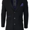 Cavani Mens Classic 3/4 Length Black Overcoat