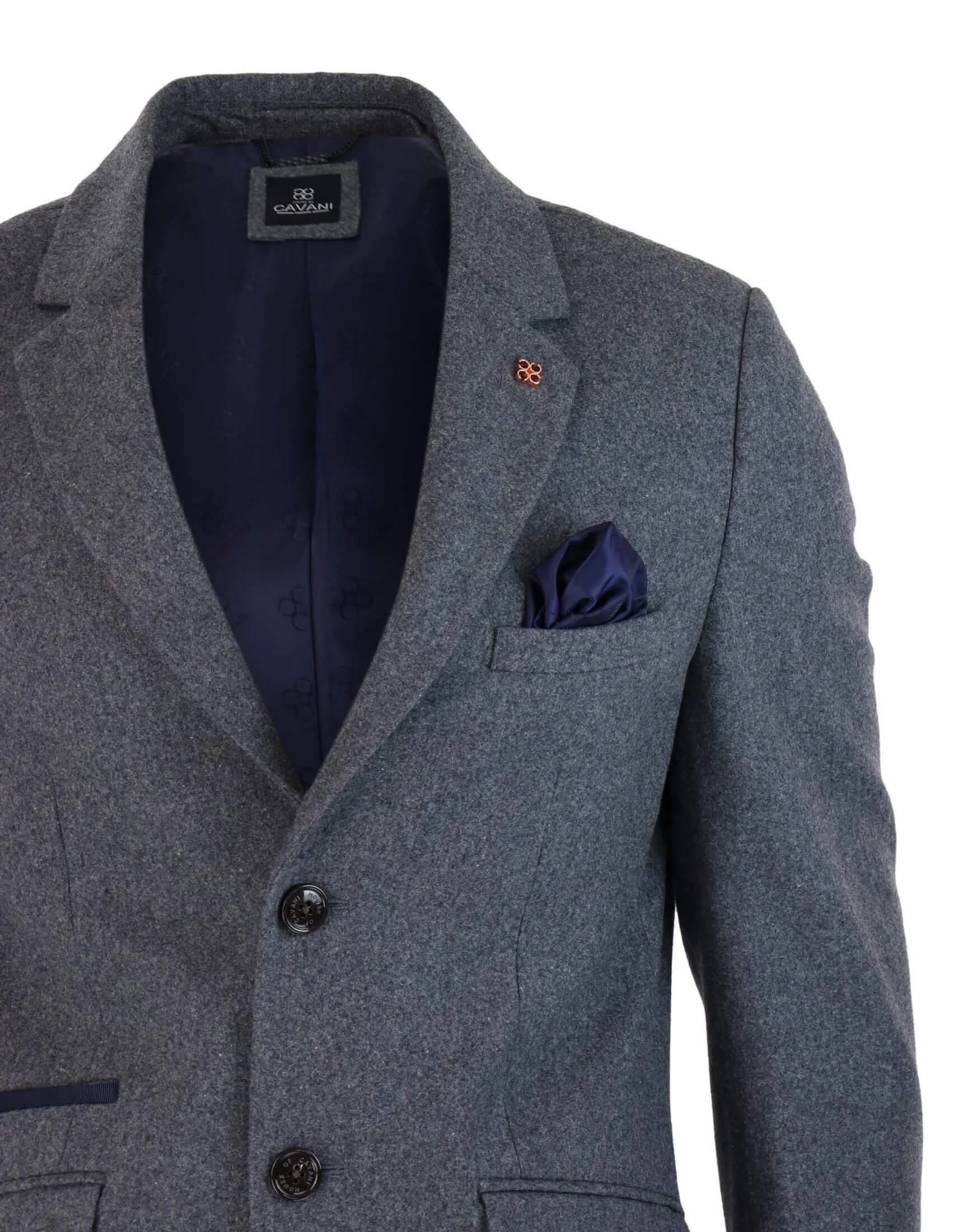 Cavani Mens Classic 3/4 Length Grey Overcoat - Image 3