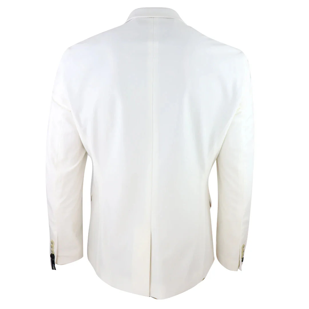 Rosa – Men’s Soft Velvet Ivory Cream 1 Button Dinner Jacket Tuxedo Blazer Fit - Image 5