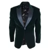 Rosa – Men’s Soft Velvet Olive Green 1 Button Dinner Jacket Tuxedo Blazer Fit
