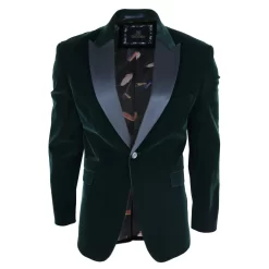 Rosa – Men’s Soft Velvet Olive Green 1 Button Dinner Jacket Tuxedo Blazer Fit